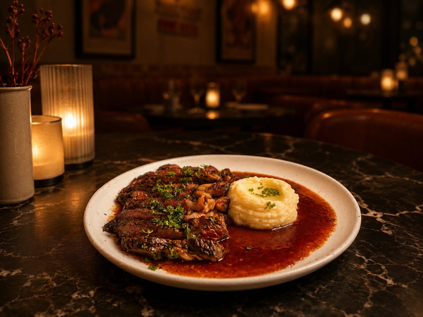 Chargrilled steak at Délice